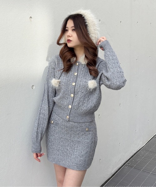 one way（ワンウェイ）の「ファー付きケーブルパーカー（パーカー・レディース・ブラック/ベージュ/グレー・FREE）」の14枚目の写真