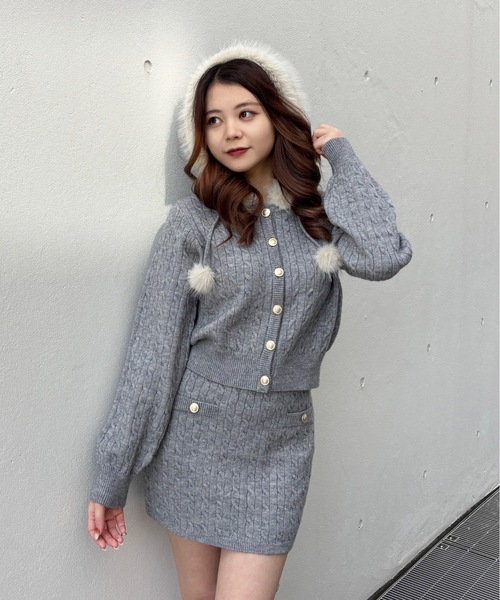 one way（ワンウェイ）の「ファー付きケーブルパーカー（パーカー・レディース・ブラック/ベージュ/グレー・FREE）」の18枚目の写真