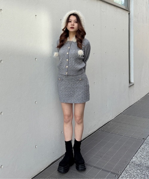 one way（ワンウェイ）の「ファー付きケーブルパーカー（パーカー・レディース・ブラック/ベージュ/グレー・FREE）」の21枚目の写真