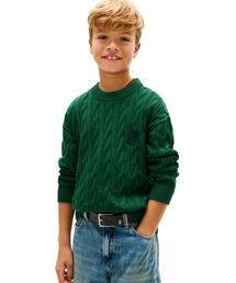 TOMMY HILFIGER（トミーヒルフィガー）の「BOYS ケーブルクレストクルーネックセーター（ニット/セーター・キッズ）」