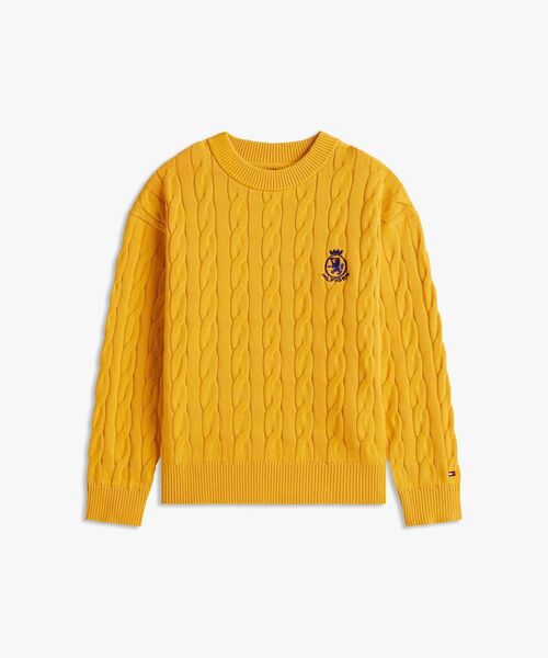 TOMMY HILFIGER（トミーヒルフィガー）の「BOYS ケーブルクレストクルーネックセーター（ニット/セーター・キッズ・イエロー× ブルー/グリーン・130cm/140cm/150cm/160cm）」の10枚目の写真