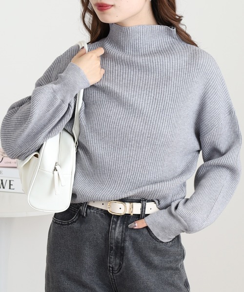 Ree&Mee(リーアンドミー)の「Ree&Mee 洗濯機で洗える ふんわり やさしい着心地 ミルキーニット バルーン袖 ボトルネック リブ ニット(ニット/セーター・レディース・ブラック/レッド/ピンク/グレー/オフホワイト・M/L)」の13枚目の写真