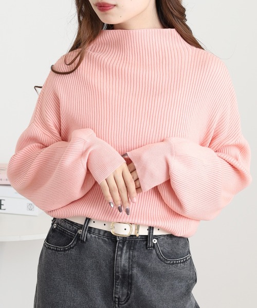 Ree&Mee(リーアンドミー)の「Ree&Mee 洗濯機で洗える ふんわり やさしい着心地 ミルキーニット バルーン袖 ボトルネック リブ ニット(ニット/セーター・レディース・ブラック/レッド/ピンク/グレー/オフホワイト・M/L)」の16枚目の写真