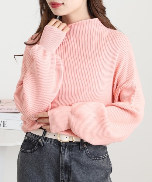 Ree&Mee(リーアンドミー)の「Ree&Mee 洗濯機で洗える ふんわり やさしい着心地 ミルキーニット バルーン袖 ボトルネック リブ ニット(ニット/セーター・レディース・ブラック/レッド/ピンク/グレー/オフホワイト・M/L)」の17枚目の写真