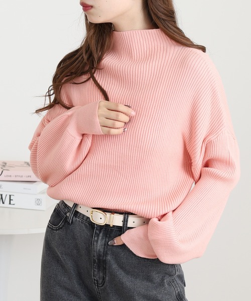 Ree&Mee(リーアンドミー)の「Ree&Mee 洗濯機で洗える ふんわり やさしい着心地 ミルキーニット バルーン袖 ボトルネック リブ ニット(ニット/セーター・レディース・ブラック/レッド/ピンク/グレー/オフホワイト・M/L)」の18枚目の写真