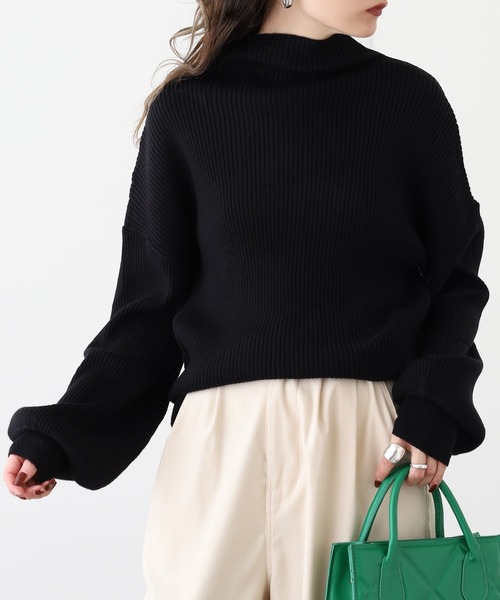 Ree&Mee(リーアンドミー)の「Ree&Mee 洗濯機で洗える ふんわり やさしい着心地 ミルキーニット バルーン袖 ボトルネック リブ ニット(ニット/セーター・レディース・ブラック/レッド/ピンク/グレー/オフホワイト・M/L)」の9枚目の写真
