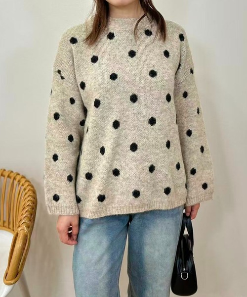 mebole(メボレ)の「Cozy Dot Sweater(ニット/セーター・レディース・ベージュ/グレー・FREE)」の6枚目の写真