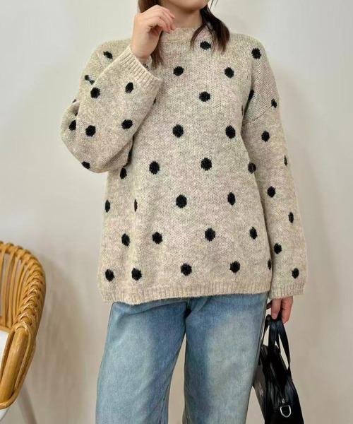 mebole(メボレ)の「Cozy Dot Sweater(ニット/セーター・レディース・ベージュ/グレー・FREE)」の7枚目の写真