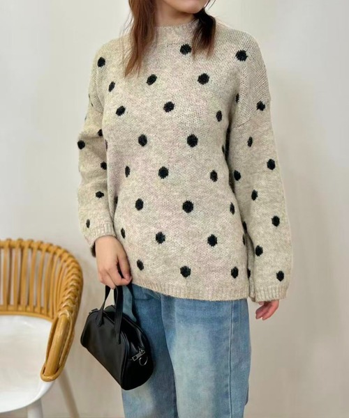 mebole(メボレ)の「Cozy Dot Sweater(ニット/セーター・レディース・ベージュ/グレー・FREE)」の5枚目の写真