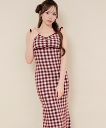 eMutille（エミュティーユ）の「frill gingham check cup in one-piece / カップインフリルギンガムチェックワンピース（ルームワンピース）」