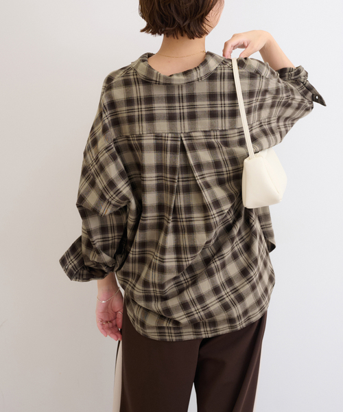 JOURNAL STANDARD relume（ジャーナルスタンダード　レリューム）の「《追加2》CHECKオーバーサイズシャツ（シャツ/ブラウス・レディース・ブルー系その他/ブラウン/ベージュ・FREE）」の8枚目の写真