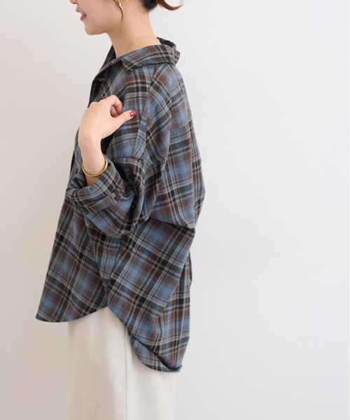 JOURNAL STANDARD relume（ジャーナルスタンダード　レリューム）の「《追加2》CHECKオーバーサイズシャツ（シャツ/ブラウス・レディース・ブルー系その他/ブラウン/ベージュ・FREE）」の13枚目の写真