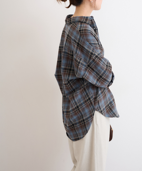 JOURNAL STANDARD relume（ジャーナルスタンダード　レリューム）の「《追加2》CHECKオーバーサイズシャツ（シャツ/ブラウス・レディース・ブルー系その他/ブラウン/ベージュ・FREE）」の14枚目の写真