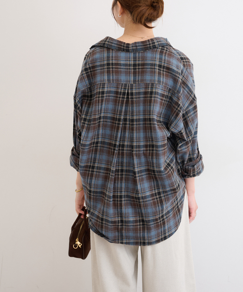 JOURNAL STANDARD relume（ジャーナルスタンダード　レリューム）の「《追加2》CHECKオーバーサイズシャツ（シャツ/ブラウス・レディース・ブルー系その他/ブラウン/ベージュ・FREE）」の15枚目の写真