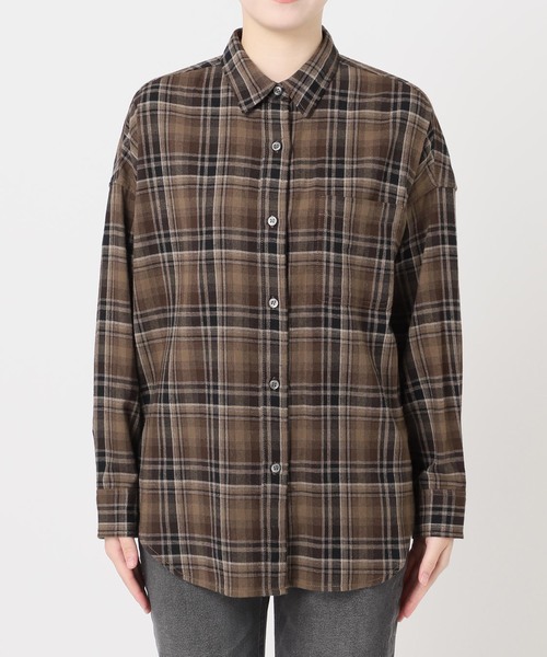 JOURNAL STANDARD relume（ジャーナルスタンダード　レリューム）の「《追加2》CHECKオーバーサイズシャツ（シャツ/ブラウス・レディース・ブルー系その他/ブラウン/ベージュ・FREE）」の16枚目の写真