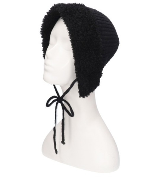 milsa（ミルサ）の「milsa/ミルサ ニットキャップ プードルファーニットボンネット ビーニー（ニットキャップ/ビーニー・レディース・ホワイト/ベージュ/ブラック・FREE）」の5枚目の写真