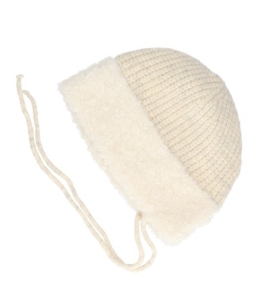 milsa（ミルサ）の「milsa/ミルサ ニットキャップ プードルファーニットボンネット ビーニー（ニットキャップ/ビーニー・レディース・ホワイト/ベージュ/ブラック・FREE）」の10枚目の写真