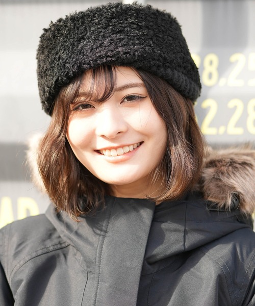 milsa（ミルサ）の「milsa/ミルサ ニットキャップ プードルファーニットボンネット ビーニー（ニットキャップ/ビーニー・レディース・ホワイト/ベージュ/ブラック・FREE）」の13枚目の写真