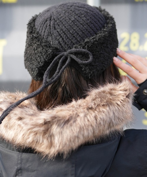 milsa（ミルサ）の「milsa/ミルサ ニットキャップ プードルファーニットボンネット ビーニー（ニットキャップ/ビーニー・レディース・ホワイト/ベージュ/ブラック・FREE）」の14枚目の写真