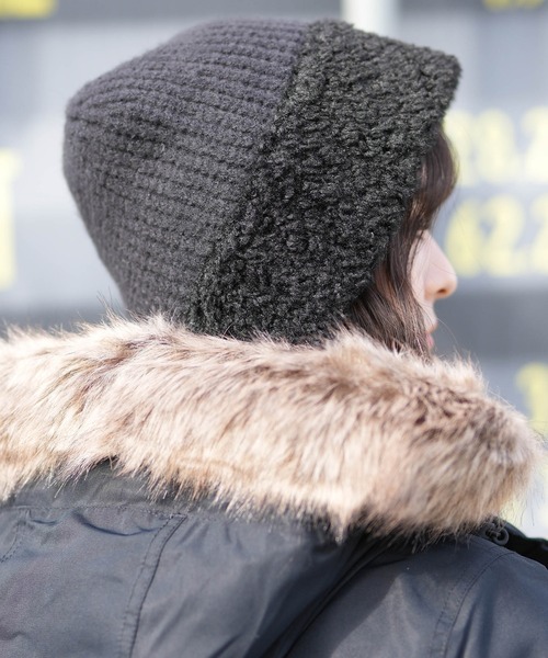 milsa（ミルサ）の「milsa/ミルサ ニットキャップ プードルファーニットボンネット ビーニー（ニットキャップ/ビーニー・レディース・ホワイト/ベージュ/ブラック・FREE）」の12枚目の写真