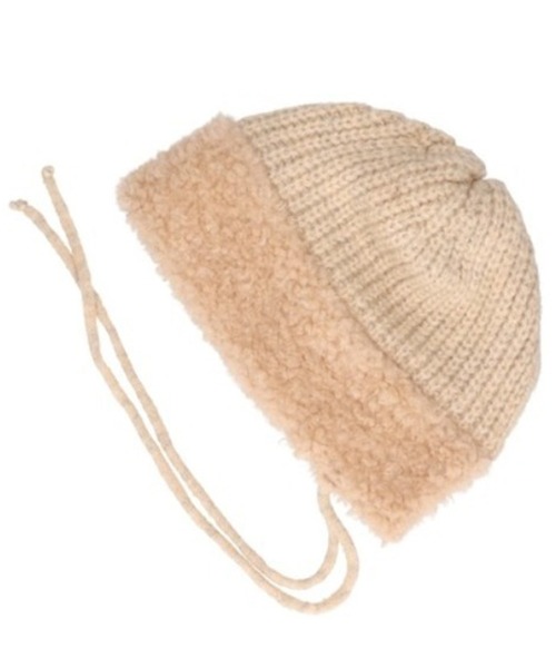 milsa（ミルサ）の「milsa/ミルサ ニットキャップ プードルファーニットボンネット ビーニー（ニットキャップ/ビーニー・レディース・ホワイト/ベージュ/ブラック・FREE）」の16枚目の写真