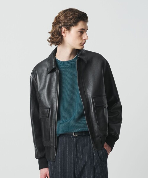 BEAUTY&YOUTH UNITED ARROWS（ビューティーアンドユースユナイテッドアローズ）の「シープ レザー A-2 ジャケット（ミリタリージャケット・メンズ・ブラック・S/M/L/XL）」の3枚目の写真