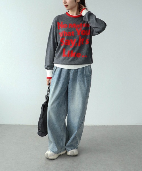 Cepica（セピカ）の「2Wayロゴニット（ニット/セーター・レディース・グレー/ネイビー・FREE）」の6枚目の写真