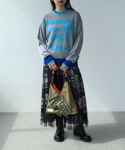 Cepica（セピカ）の「2Wayロゴニット（ニット/セーター・レディース・グレー/ネイビー・FREE）」の11枚目の写真