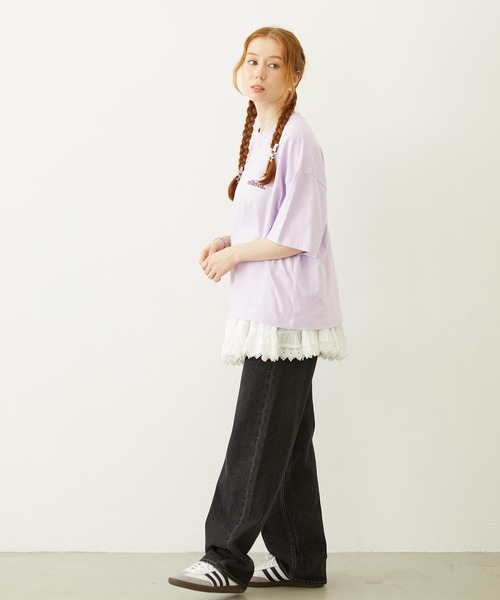MILKFED.（ミルクフェド）の「MILKFED. EMBROIDERED DENIM PANTS（デニムパンツ・レディース・オフホワイト/ライトブルー/ブラック・M/S）」の4枚目の写真