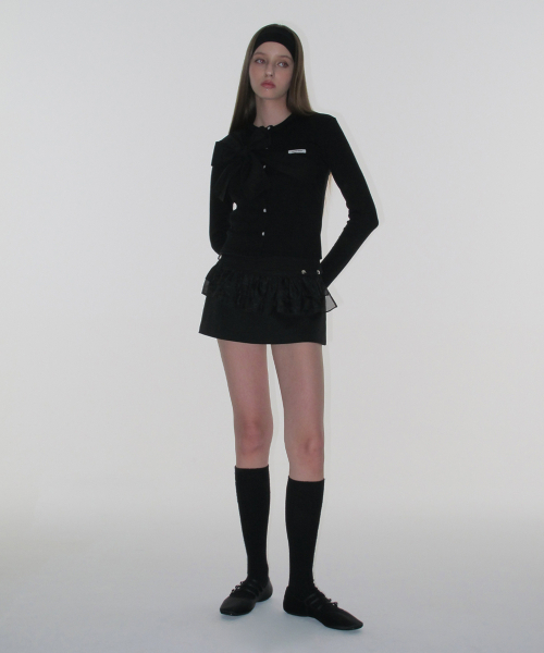 セール】Ribbon Tide Knit Cardigan_Black（カーディガン/ボレロ