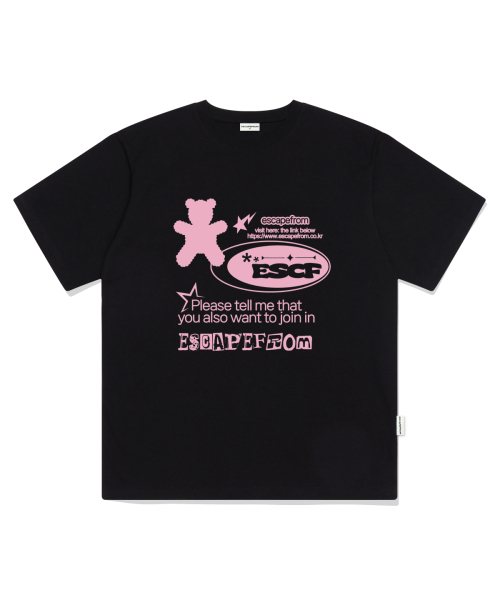ESCAPEFROM(エスケープフロム)の「ベアレタリングプリントオーバーサイズ半袖Tシャツブラック(Tシャツ/カットソー・レディース・その他・SMALL/MEDIUM/LARGE)」の2枚目の写真