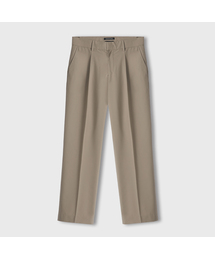 ONE-TUCK SEMI WIDE HIDDEN BANDING SLACKS [BEIGE]