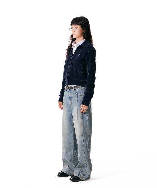 IUGAMAKARAS(イウガマカラス)の「Velour Collar Zip-Up Jacket (Navy)(その他アウター・レディース・その他・1/2)」の5枚目の写真