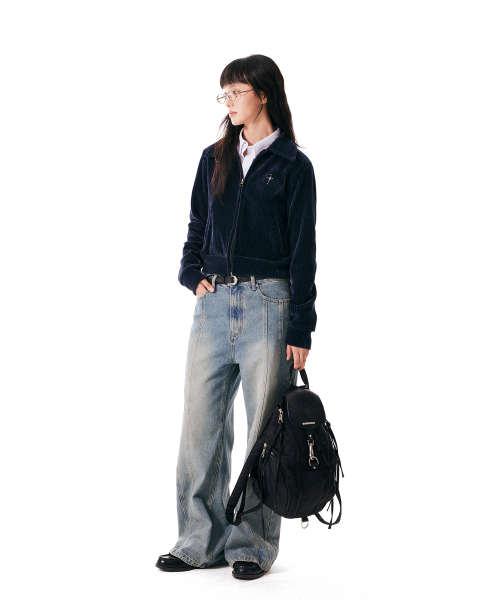 IUGAMAKARAS(イウガマカラス)の「Velour Collar Zip-Up Jacket (Navy)(その他アウター・レディース・その他・1/2)」の7枚目の写真
