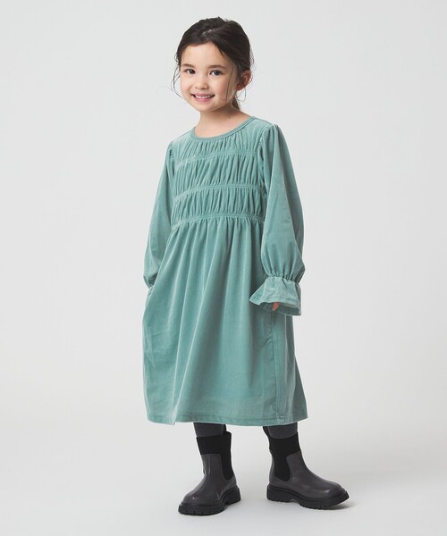 green label relaxing(グリーンレーベルリラクシング)の「シャーリング ワンピース / キッズ 110cm-160cm(ワンピース・キッズ・ダークブラウン/ケリーグリーン・110cm/160cm/120cm/130cm/150cm/140cm)」の8枚目の写真