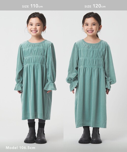 green label relaxing(グリーンレーベルリラクシング)の「シャーリング ワンピース / キッズ 110cm-160cm(ワンピース・キッズ・ダークブラウン/ケリーグリーン・110cm/160cm/120cm/130cm/150cm/140cm)」の9枚目の写真
