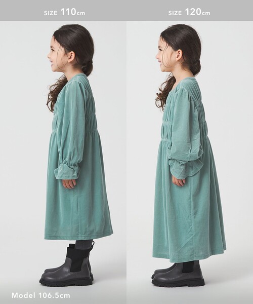 green label relaxing(グリーンレーベルリラクシング)の「シャーリング ワンピース / キッズ 110cm-160cm(ワンピース・キッズ・ダークブラウン/ケリーグリーン・110cm/160cm/120cm/130cm/150cm/140cm)」の10枚目の写真