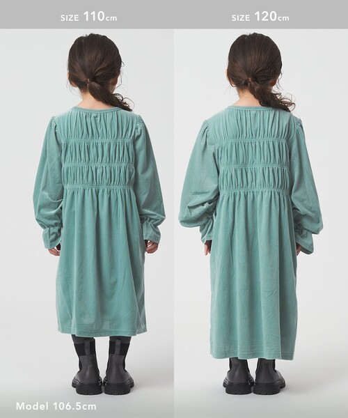 green label relaxing(グリーンレーベルリラクシング)の「シャーリング ワンピース / キッズ 110cm-160cm(ワンピース・キッズ・ダークブラウン/ケリーグリーン・110cm/160cm/120cm/130cm/150cm/140cm)」の11枚目の写真