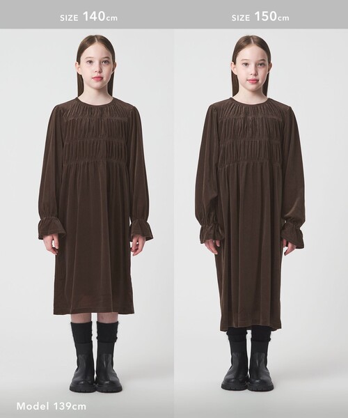 green label relaxing(グリーンレーベルリラクシング)の「シャーリング ワンピース / キッズ 110cm-160cm(ワンピース・キッズ・ダークブラウン/ケリーグリーン・110cm/160cm/120cm/130cm/150cm/140cm)」の13枚目の写真