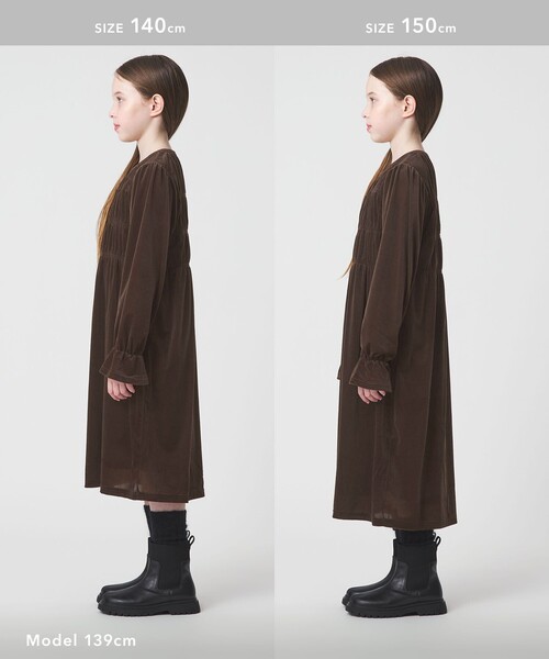 green label relaxing(グリーンレーベルリラクシング)の「シャーリング ワンピース / キッズ 110cm-160cm(ワンピース・キッズ・ダークブラウン/ケリーグリーン・110cm/160cm/120cm/130cm/150cm/140cm)」の14枚目の写真