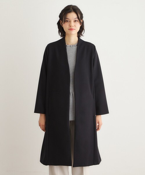 LAURA ASHLEY(ローラアシュレイ)の「【洗える/ウールレット】着流しロングコート(ノーカラーコート・レディース・ライトグレー/ネイビー・38)」の20枚目の写真