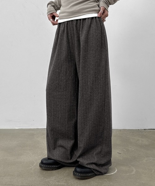 BLACKUP（ブラックアップ）の「[MADE] アボネストライプバンディングパンツ（スラックス・レディース・グレー/チャコール・FREE）」の2枚目の写真