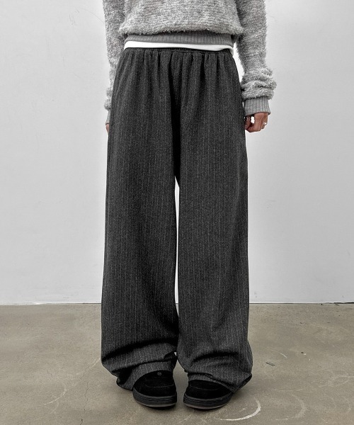 BLACKUP（ブラックアップ）の「[MADE] アボネストライプバンディングパンツ（スラックス・レディース・グレー/チャコール・FREE）」の7枚目の写真
