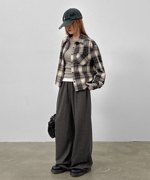 BLACKUP（ブラックアップ）の「[MADE] アボネストライプバンディングパンツ（スラックス・レディース・グレー/チャコール・FREE）」の12枚目の写真