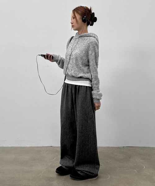 BLACKUP（ブラックアップ）の「[MADE] アボネストライプバンディングパンツ（スラックス・レディース・グレー/チャコール・FREE）」の3枚目の写真
