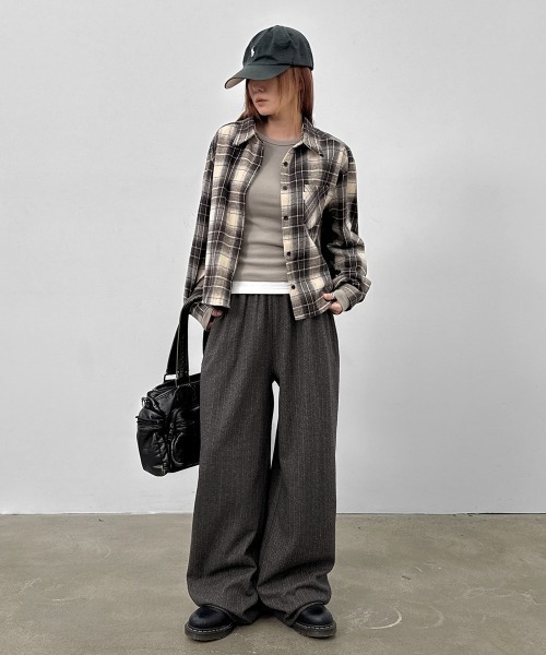 BLACKUP（ブラックアップ）の「[MADE] アボネストライプバンディングパンツ（スラックス・レディース・グレー/チャコール・FREE）」の11枚目の写真