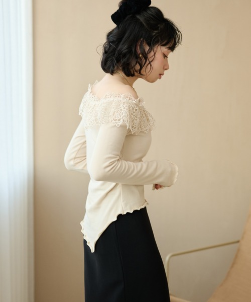 LAULEN(ローレン)の「asymmetry crochet lace tops /アシンメトリークロシェレーストップス(Tシャツ/カットソー・レディース・アイボリー/ピンク/マスタード・FREE)」の22枚目の写真