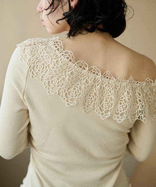 LAULEN(ローレン)の「asymmetry crochet lace tops /アシンメトリークロシェレーストップス(Tシャツ/カットソー・レディース・アイボリー/ピンク/マスタード・FREE)」の21枚目の写真