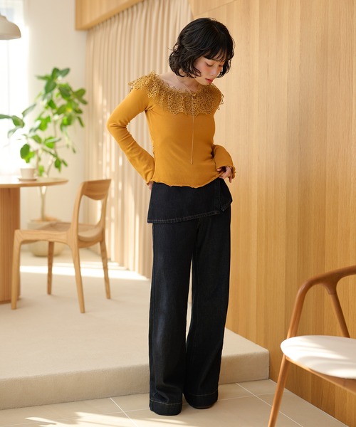 LAULEN(ローレン)の「asymmetry crochet lace tops /アシンメトリークロシェレーストップス(Tシャツ/カットソー・レディース・アイボリー/ピンク/マスタード・FREE)」の7枚目の写真