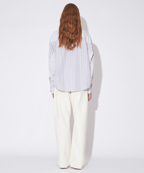 beautiful people（ビューティフルピープル）の「finx cotton stripe   fan shape shirts（スウェットパンツ・レディース・グレー・38）」の9枚目の写真